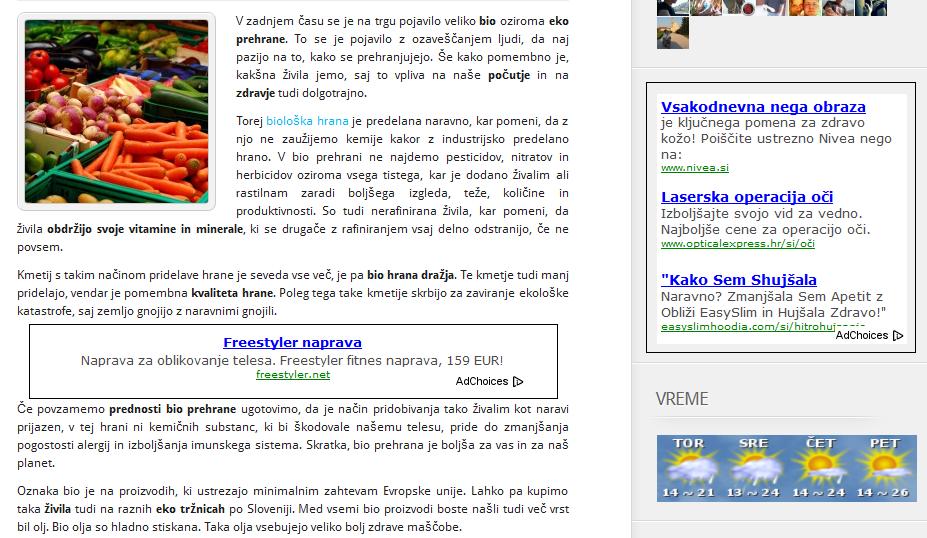 oglaševanje na straneh