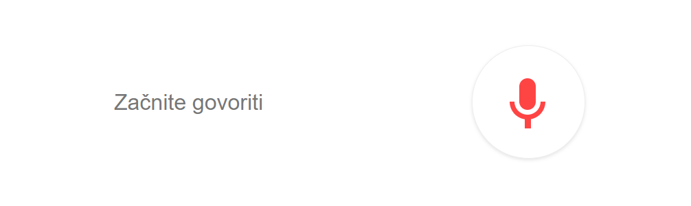 Prikaz menija za glasovno iskanje