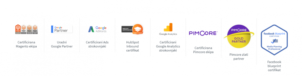 Prikaz certifikatov podjetja Optiweb