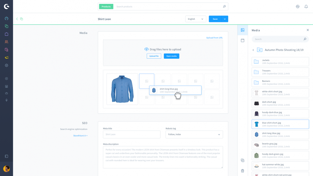 shopware-slika4 Urejevalnik v shopwaru je hiter in pregleden.